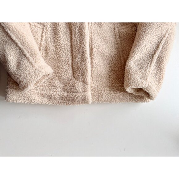 VINCE Beige Polyester Teddy Button Front Boxy Sherpa Jacket, Size XS - Picture 9 of 16